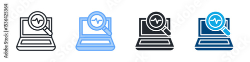 Monitoring Icon Set Multiple Style. Design In Outline, Blue, Glyph, Dualtone