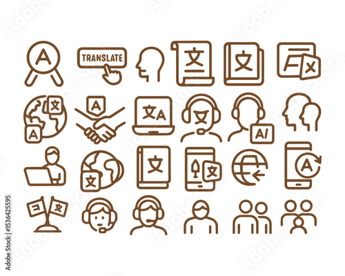 Translation icon set