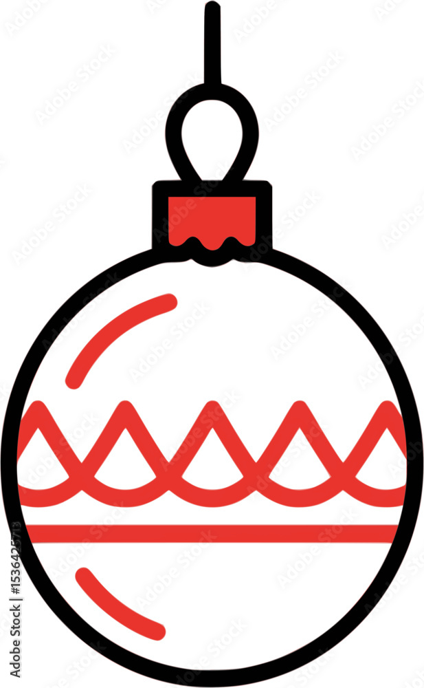 Obraz premium Minimalist vector illustration of a Christmas ornament with red pattern. EPS file with transparent background, perfect for holiday print and seasonal design