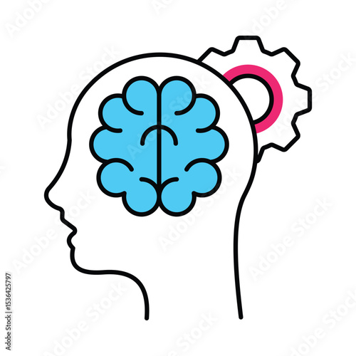 Brain Processing Vector Filled outline illustration style icon. EPS 10 file