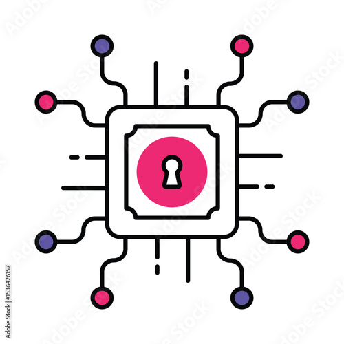 Secure Chip Vector Filled outline illustration style icon. EPS 10 file
