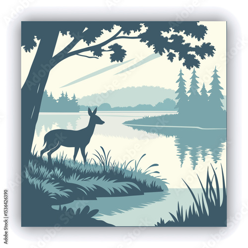 Embroidered camping scene patch. Detailed campfire and tent design on a circular patch. Forest and lake elements