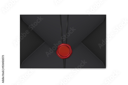 Realistic black envelopes with a stamp