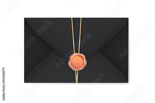 Realistic black envelopes with a stamp