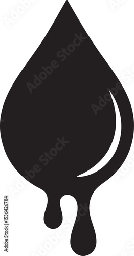 Black Liquid Paint Drip Drop - Ink and Water Stain Vector
