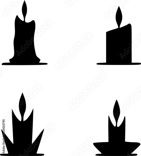 Candle Silhouette Bundle with White Background