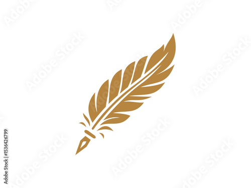 Golden Quill Feather Vector for Creative Projects