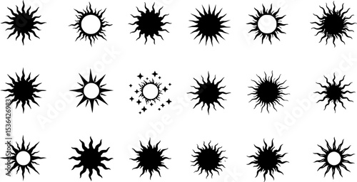 Starburst price icons set. Burst icons represent exploding and shattering objects, indicating sudden releases of energy or destruction
