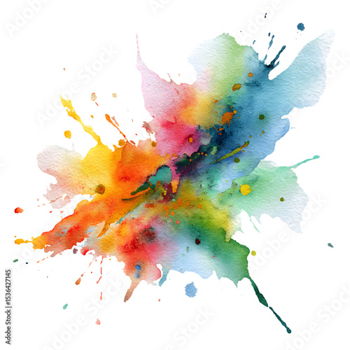 PNG Vibrant Watercolor Explosion Colorful Paint Splatter Background for Design Projects against transparent Background