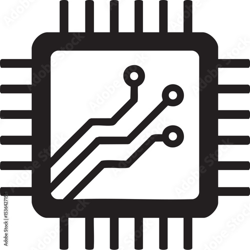 Computer Chip Microchip Icon - Technology & Electronic Circuit
