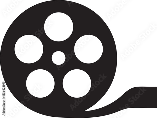 Film Reel Icon - Classic Movie Cinema Black Silhouette
