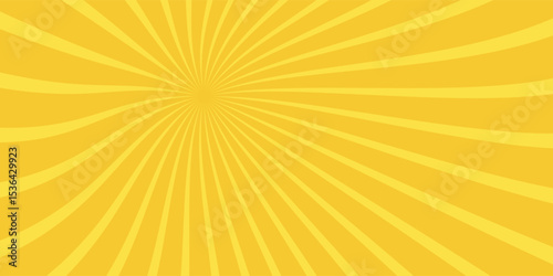Yellow banner with Sun rays, yellow lines background,