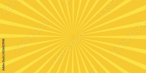 Yellow banner with Sun rays, yellow lines background, light