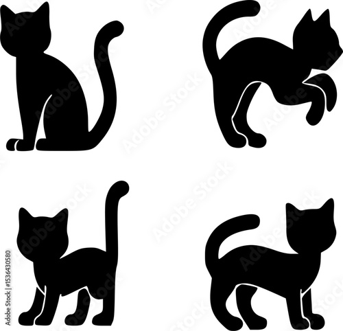 Cat Silhouette Bundle with White Background