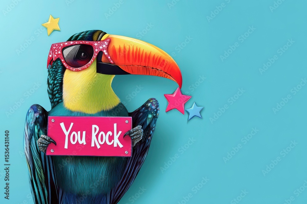 Fototapeta premium toucan with star glasses and 