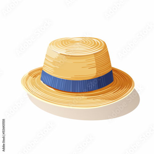 Illustration of a Firefly Sun Hat, Summer Vibes, Minimalist Style, Graphic Design, Light Background