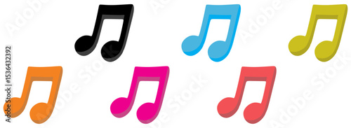 Music notes icon set. Music notes symbol. Black notes symbol. Musical key trendy style elements
