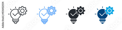 Idea Icon Set Multiple Style. Design In Outline, Blue, Glyph, Dualtone