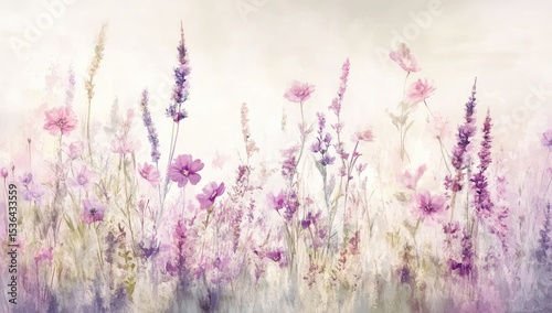 Pastel wildflowers in soft light