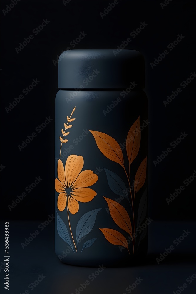 Obraz premium Modern Insulated Bottle with Floral Design
