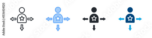 Instructor Icon Set Multiple Style. Design In Outline, Blue, Glyph, Dualtone