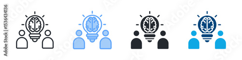 Brainstorm Icon Set Multiple Style. Design In Outline, Blue, Glyph, Dualtone
