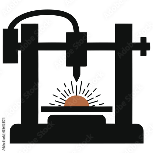 Vector Silhouette Illustration of a Modern Industrial Laser Cutter/A simple, clean vector graphic of a laser cutter in silhouette.