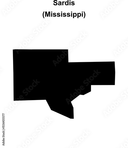 Sardis (Mississippi) blank outline map