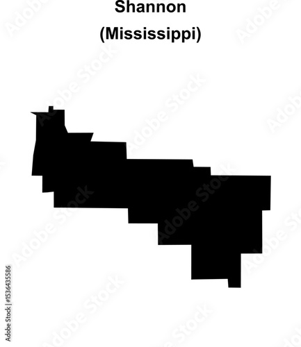 Shannon (Mississippi) blank outline map