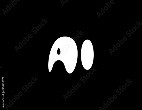 AI Logo Blot Letters Monogram Design For Tech, Chatbot, Virtual Assistant, Neural Network, SaaS, Smart Digital Tool. Perfect For Startup of Communication System and Automatisation. Vector Illustration