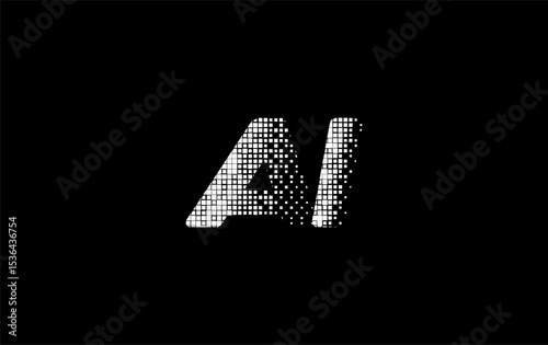 Fast Speed AI Logo Monogram Design For Tech, Chatbot, Virtual Assistant, Neural Network, SaaS, Smart Digital Tool. Perfect For Startup of Communication System and Automatisation. Vector Illustration