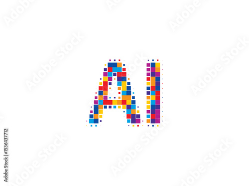 AI Logo Monogram Design For Tech, Chatbot, Virtual Assistant, Neural Network, SaaS, Smart Digital Tool. Perfect For Startup of Communication System and Automatisation. Vector Illustration