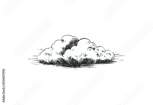 Hand-drawn sketch of a fluffy cloud. Vector retro hand drawn illustration