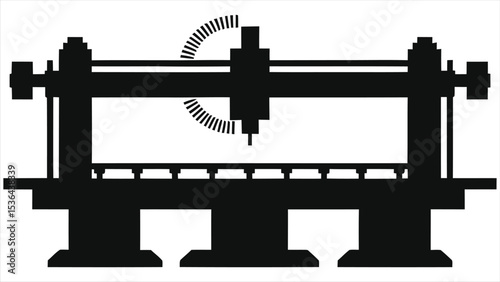 (CNC Machines) Vector  illustration of a CNC machining center silhouette/This clean vector graphic depicts a silhouette of a CNC machining center.