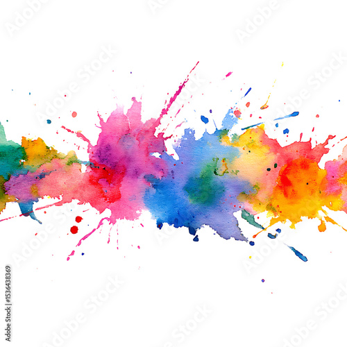 PNG Vibrant Watercolor Splatter Colorful Abstract Design Element against transparent Background