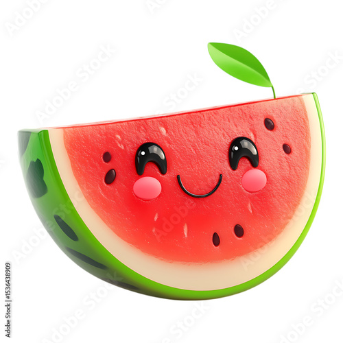 PNG Cute Watermelon Slice Summer Fruit Illustration against transparent Background