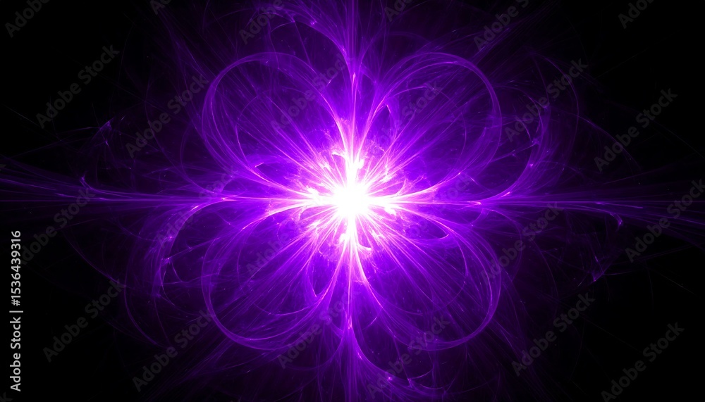 Obraz premium Abstract purple energy burst on black.