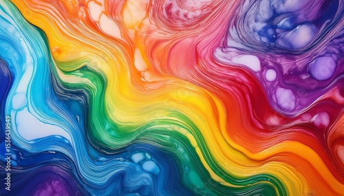 Top view of colorful rainbow marble background. Generated image
