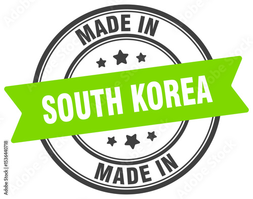 Made in South Korea round sign. Made in South Korea stamp.