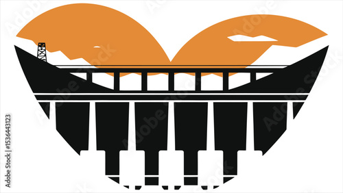 (Hydroelectric Dam) Vector Silhouette of Hydroelectric Dam...