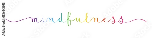 MINDFULNESS colorful brush calligraphy banner with swashes on transparent background