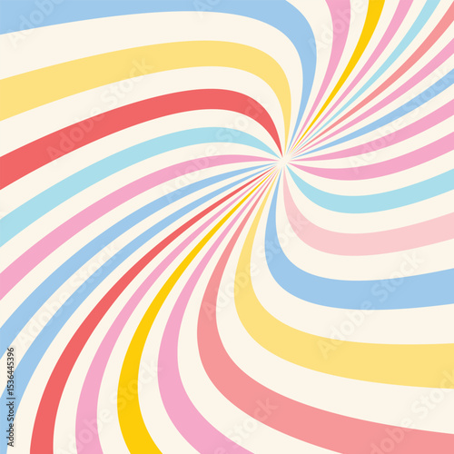 Colorful spiral waves, 70s groovy design, bold pastel flow, modern digital wallpaper, energetic and fun