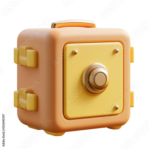 PNG Cute 3D Render Pastel Yellow  Orange Cube Safe  Perfect for Security Concepts against transparent Background