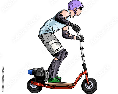 young man with scooter