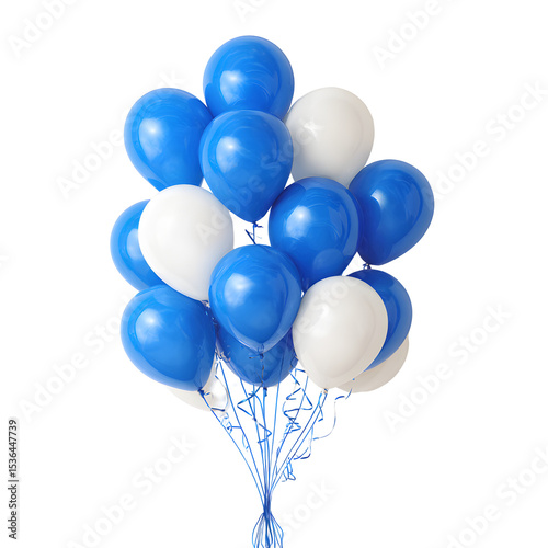 blue and white balloons isolated on white