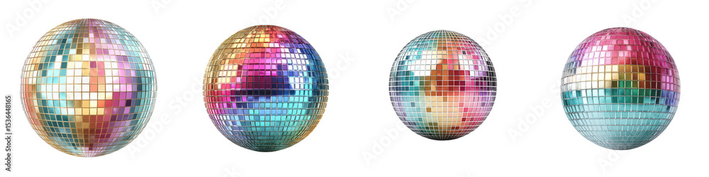 Fototapeta premium Colorful disco balls in a festive party setting