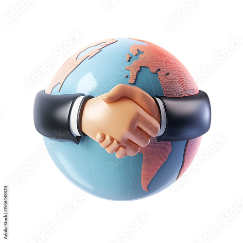 PNG Global Partnership Handshake Around the World  Business Collaboration Concept against transparent Background