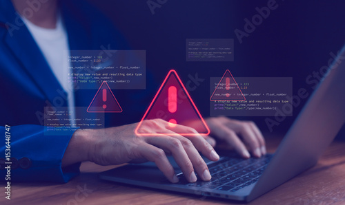 Bild auf Leinwand Cybersecurity warning concept