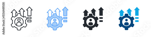Upskilling Icon Set Multiple Style. Design In Outline, Blue, Glyph, Dualtone