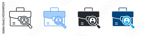 Job Search Icon Set Multiple Style. Design In Outline, Blue, Glyph, Dualtone